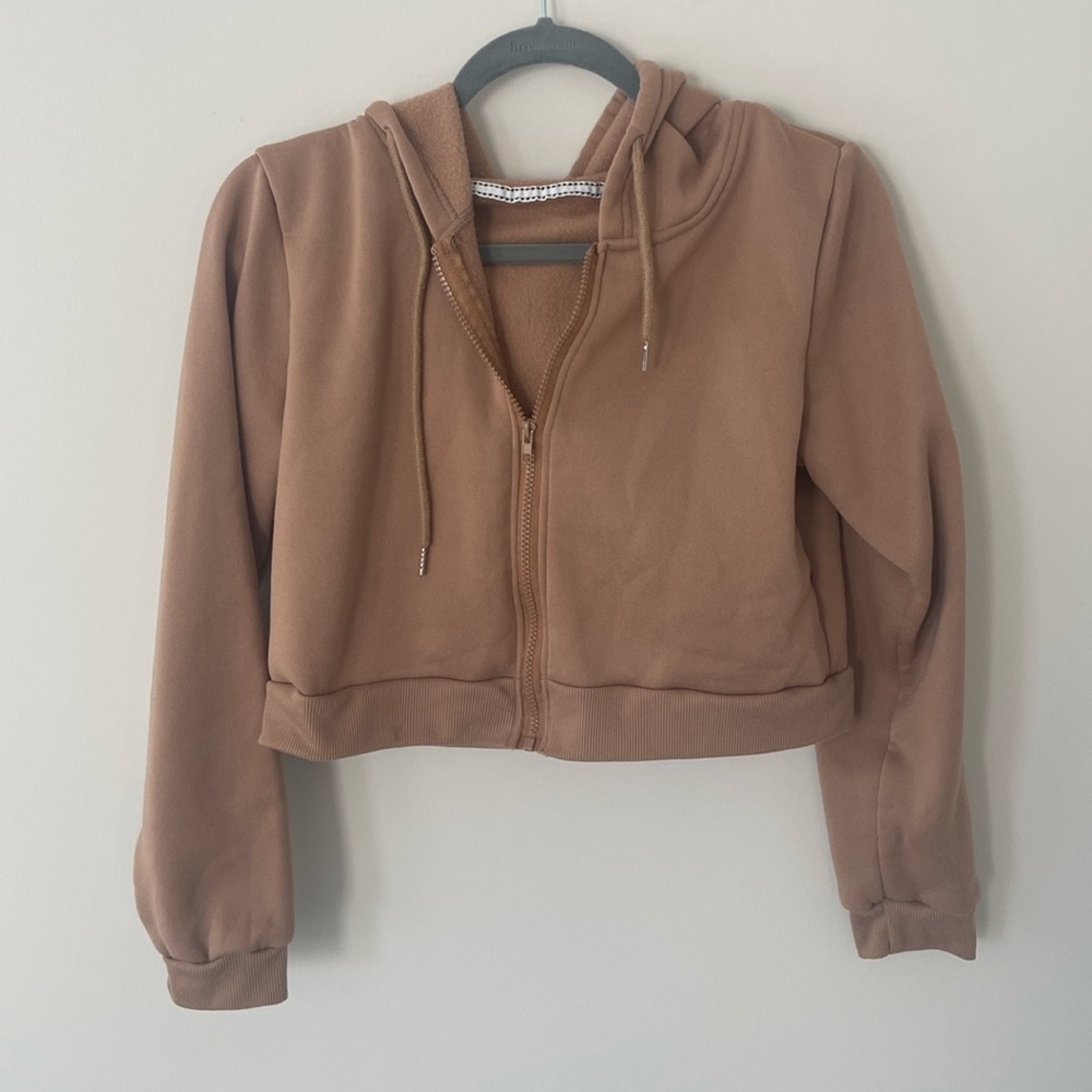 Cropped Zip Up Sweatshirt
